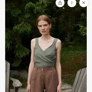 Linenfox Pine Green Soja Top